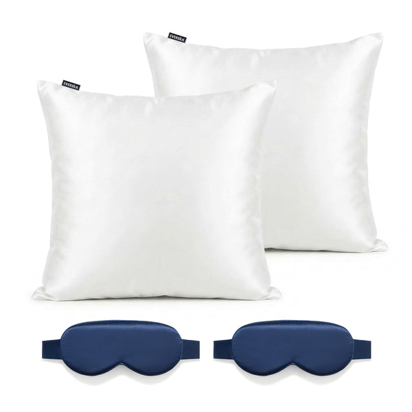 Duo Taie & Masque - Blanc, Marine