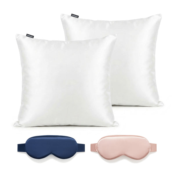Duo Taie & Masque - Blanc, Marine & Rose Cerise