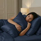 Taie d'oreiller 100% pure soie de mûrier - Bleu Marine - Rectangulaire - EVERSILK.fr