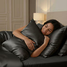 Taie d'oreiller 100% pure soie de mûrier - Noir - Rectangulaire - EVERSILK.fr