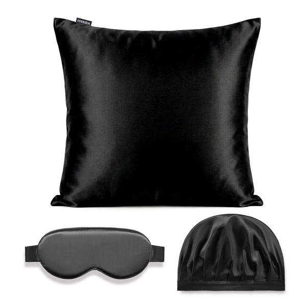 Coffret Signature EVERSILK — Taie d’oreiller + Masque de nuit + Bonnet - Noir