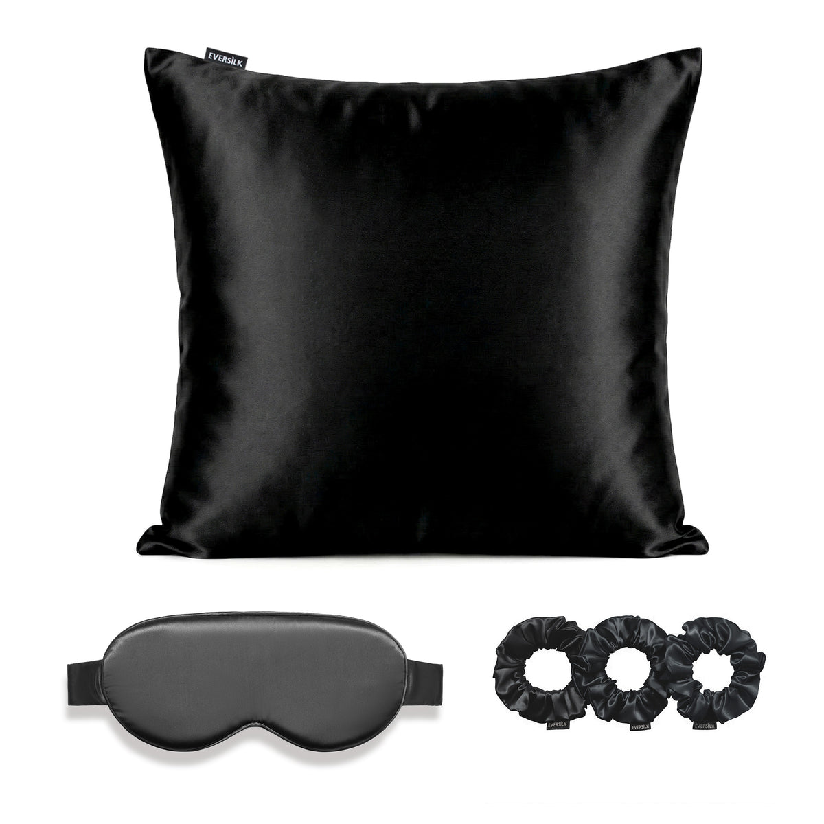 Coffret Signature EVERSILK — Taie d’oreiller + Masque de nuit + Chouchou - Noir