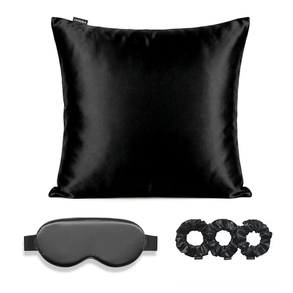 Coffret Signature EVERSILK — Taie d’oreiller + Masque de nuit + Chouchou - Noir